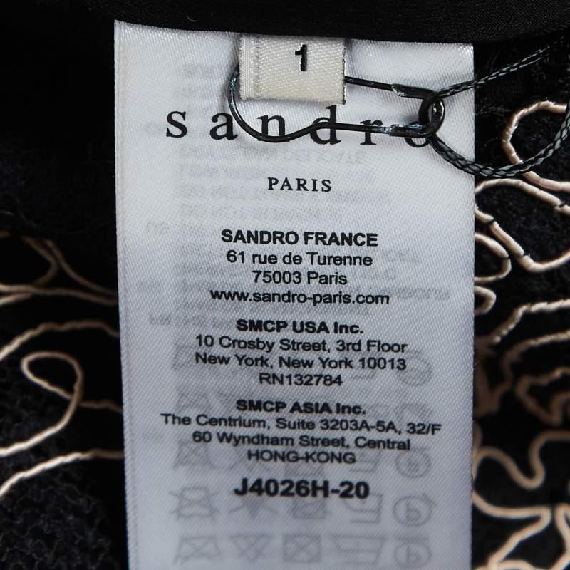 Sandro Black Lace Embroidered Midi Skirt S For Sale 3