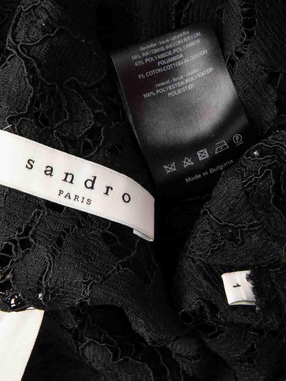 Sandro, mini robe noire en dentelle, taille S en vente 3