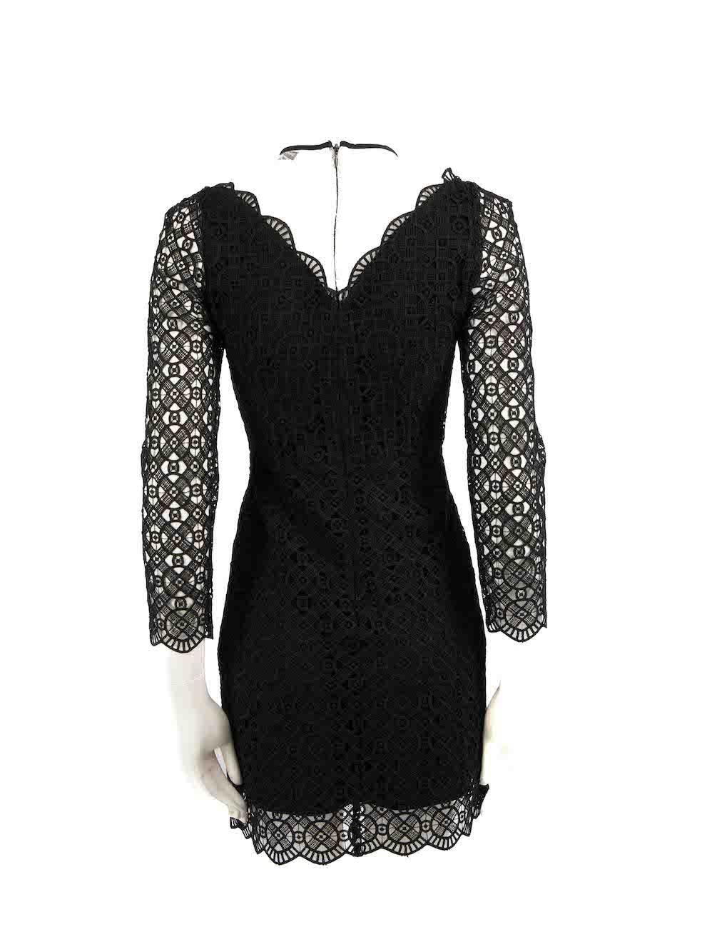 Sandro Black Lace Mini Long Sleeve Dress Size XS In Good Condition For Sale In London, GB