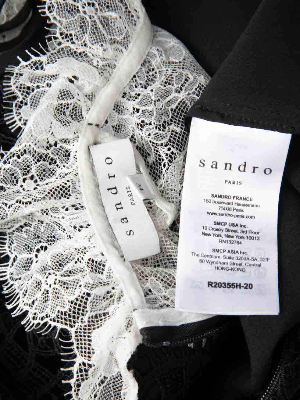 Sandro Black Lace Mini Long Sleeve Dress Size XS For Sale 2