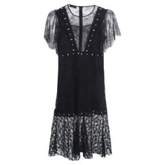 Sandro, abito midi Priscilla con sovrapposizione di pizzo nero M.