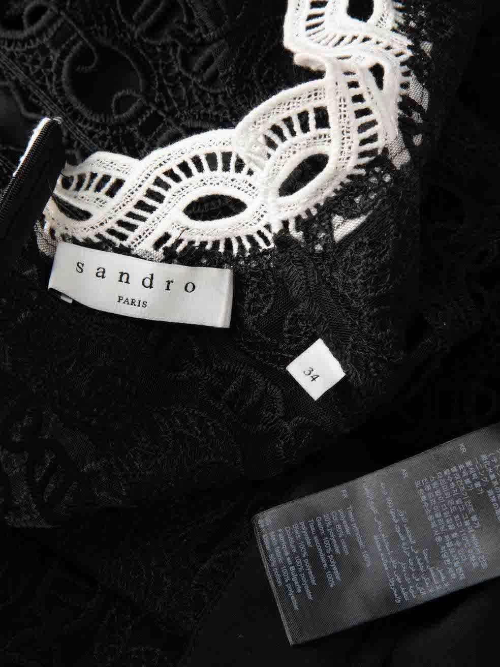 Women's Sandro Black Lace Pattern Panelled Mini Dress Size XS For Sale