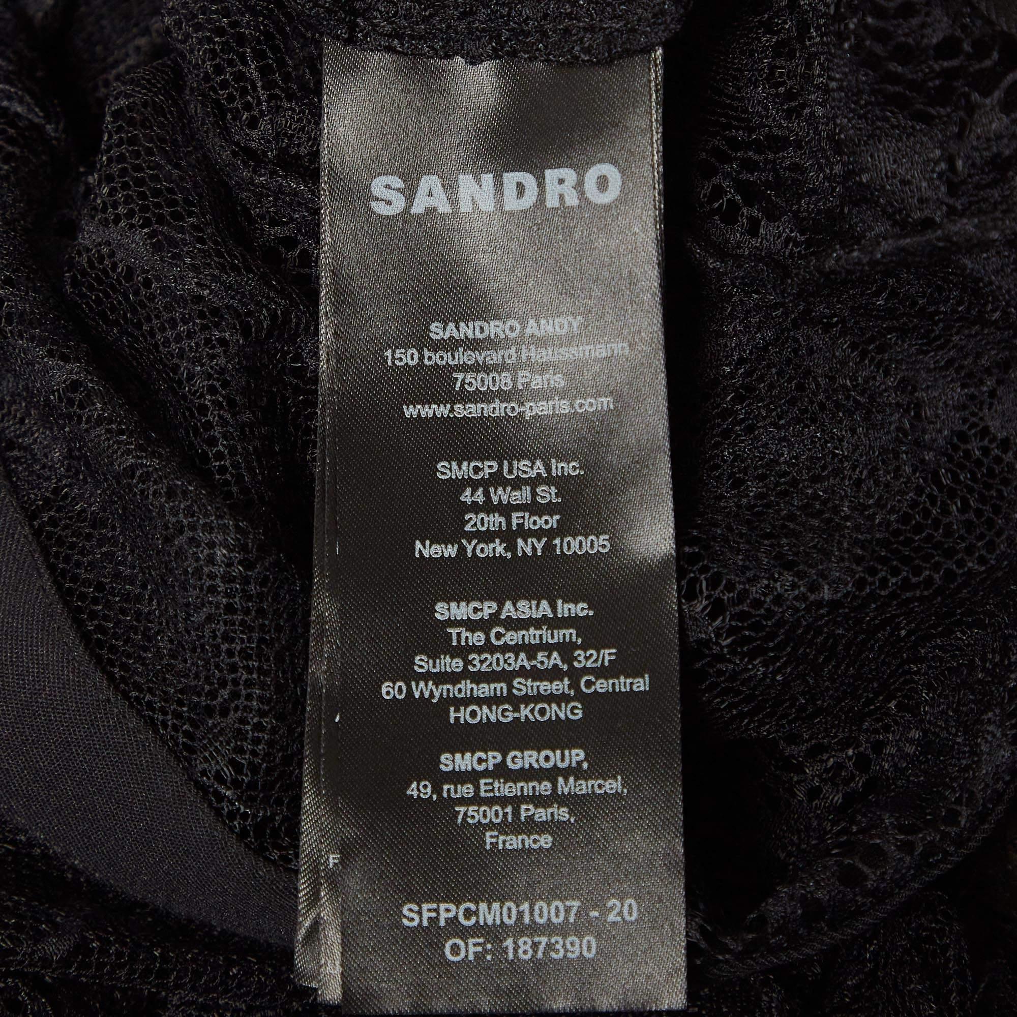 Sandro - Top court en dentelle noire XS Pour femmes en vente