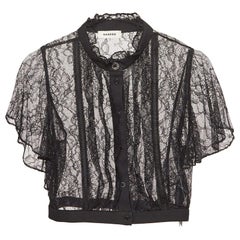 Sandro - Crop Top in pizzo nero XS