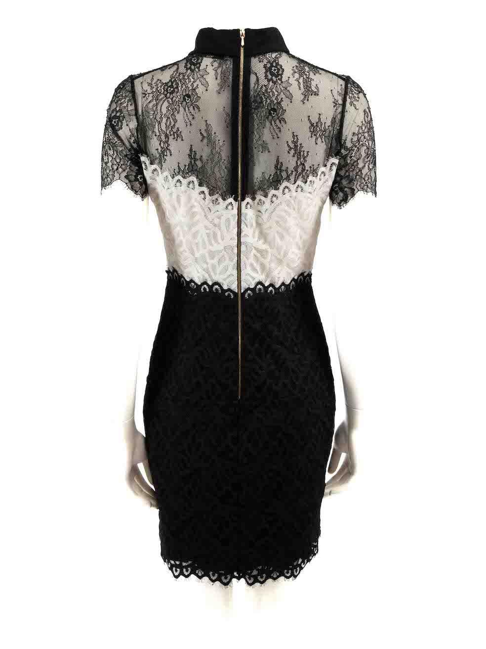 Sandro Black Lace Short Sleeve Mini Dress Size M In Good Condition For Sale In London, GB