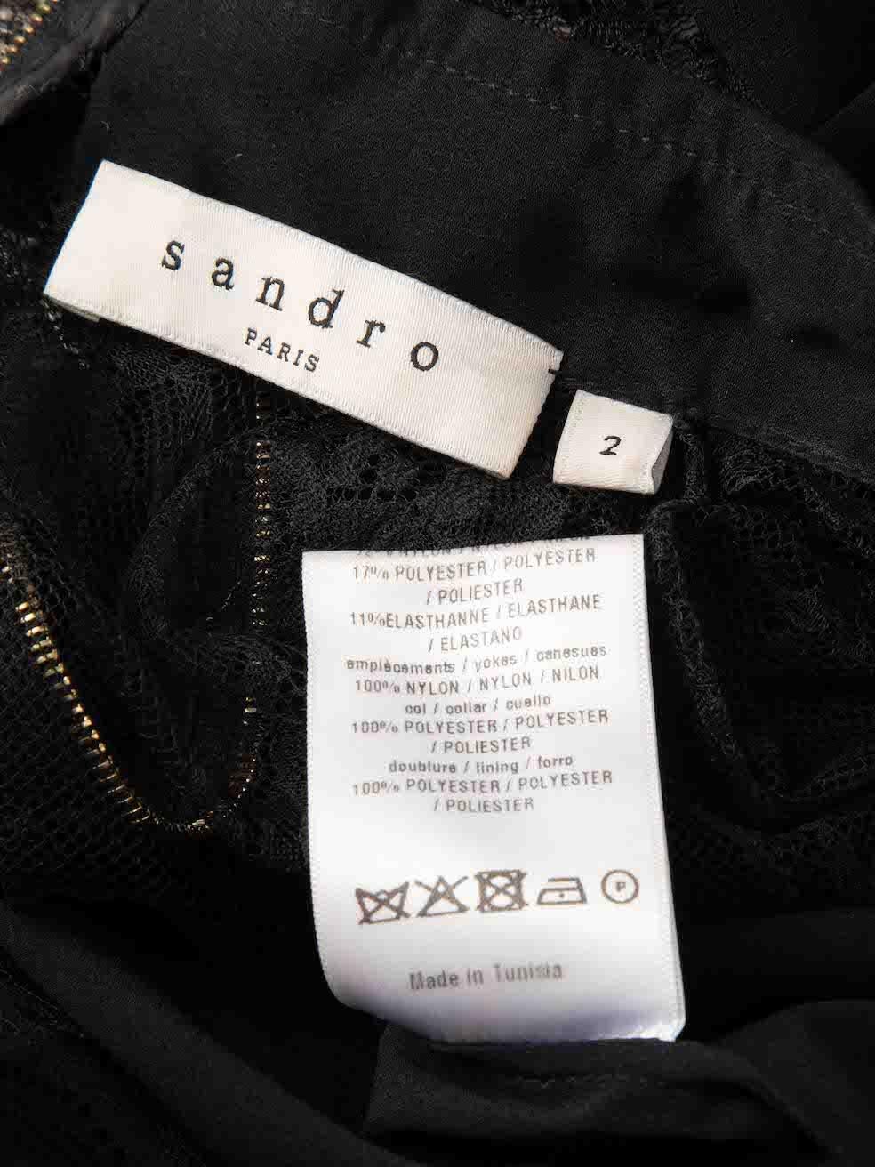 Sandro mini-robe à manches courtes en dentelle noire, taille M en vente 1