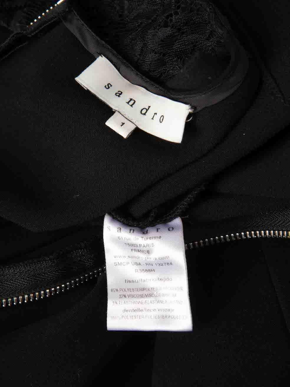 Sandro Black Lace Trim Mini Dress Size S For Sale 1