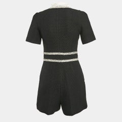 Sandro Black Lace Trim Tweed Ariela Playsuit S