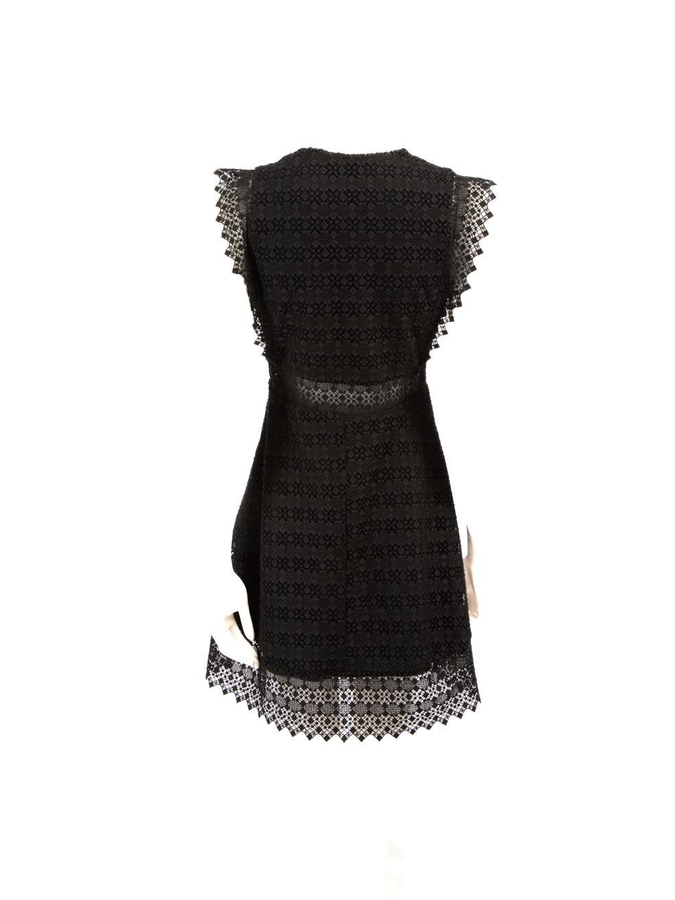 Sandro Black Lace V Neck Mini Dress Size M In Good Condition For Sale In London, GB
