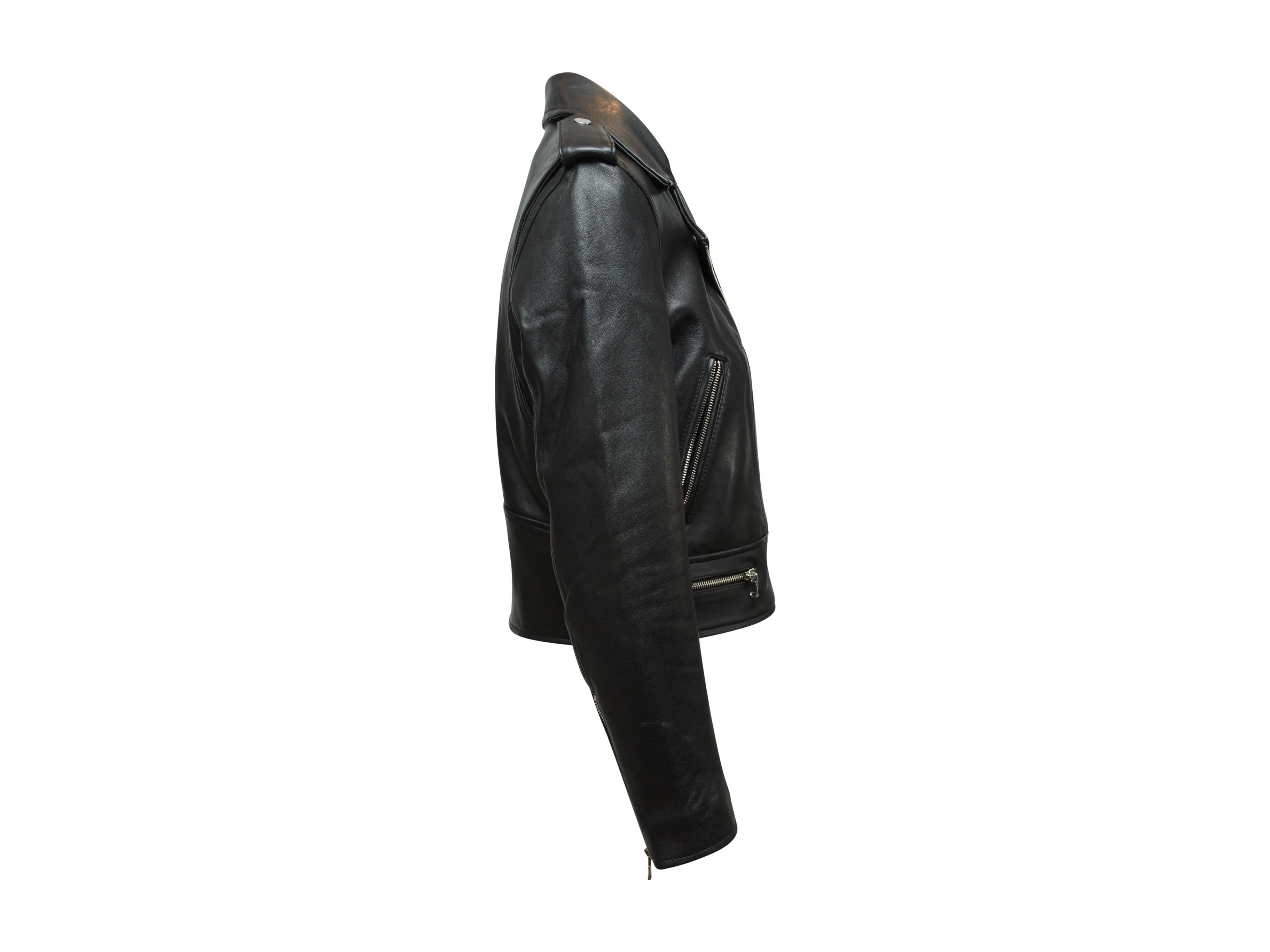 Sandro Black Leather Moto Jacket In Good Condition In New York, NY