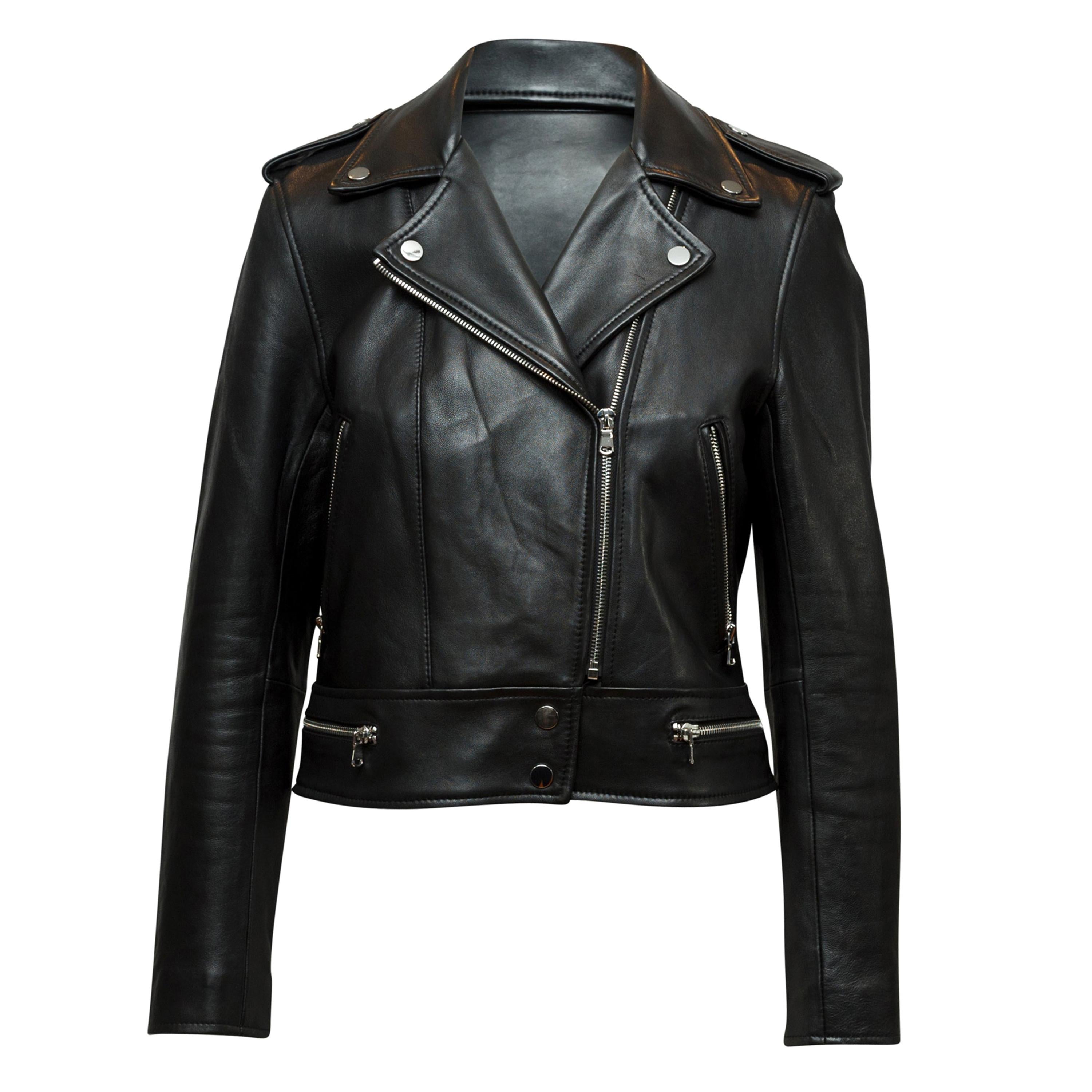 Sandro Black Leather Moto Jacket