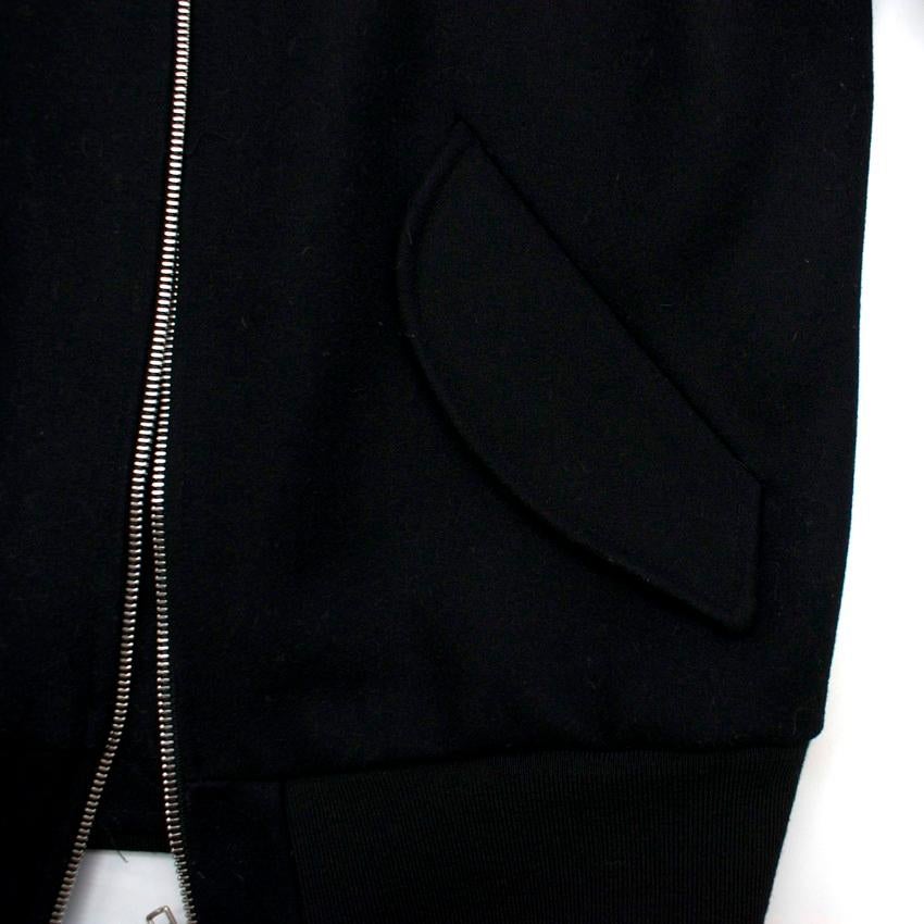 Men's Sandro Black Leather Sleeve Bomber Jacket SIZE UK XL / US 12