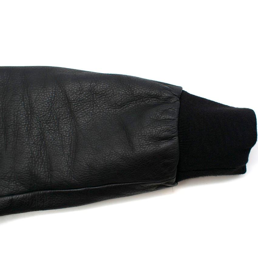 Sandro Black Leather Sleeve Bomber Jacket SIZE UK XL / US 12 3