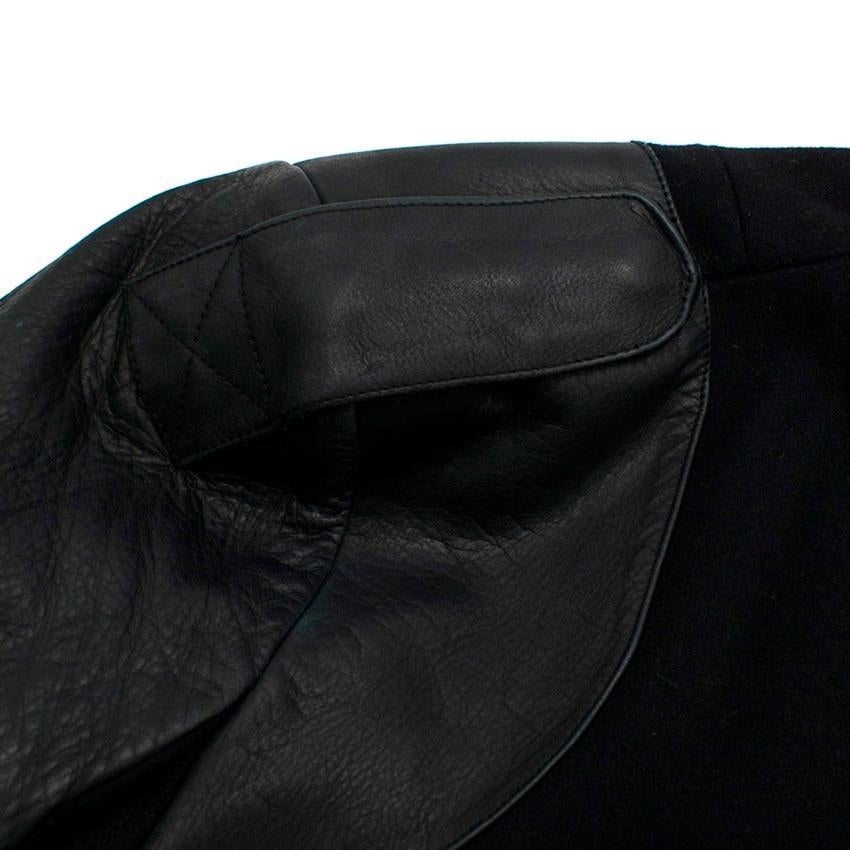 Sandro Black Leather Sleeve Bomber Jacket SIZE UK XL / US 12 5