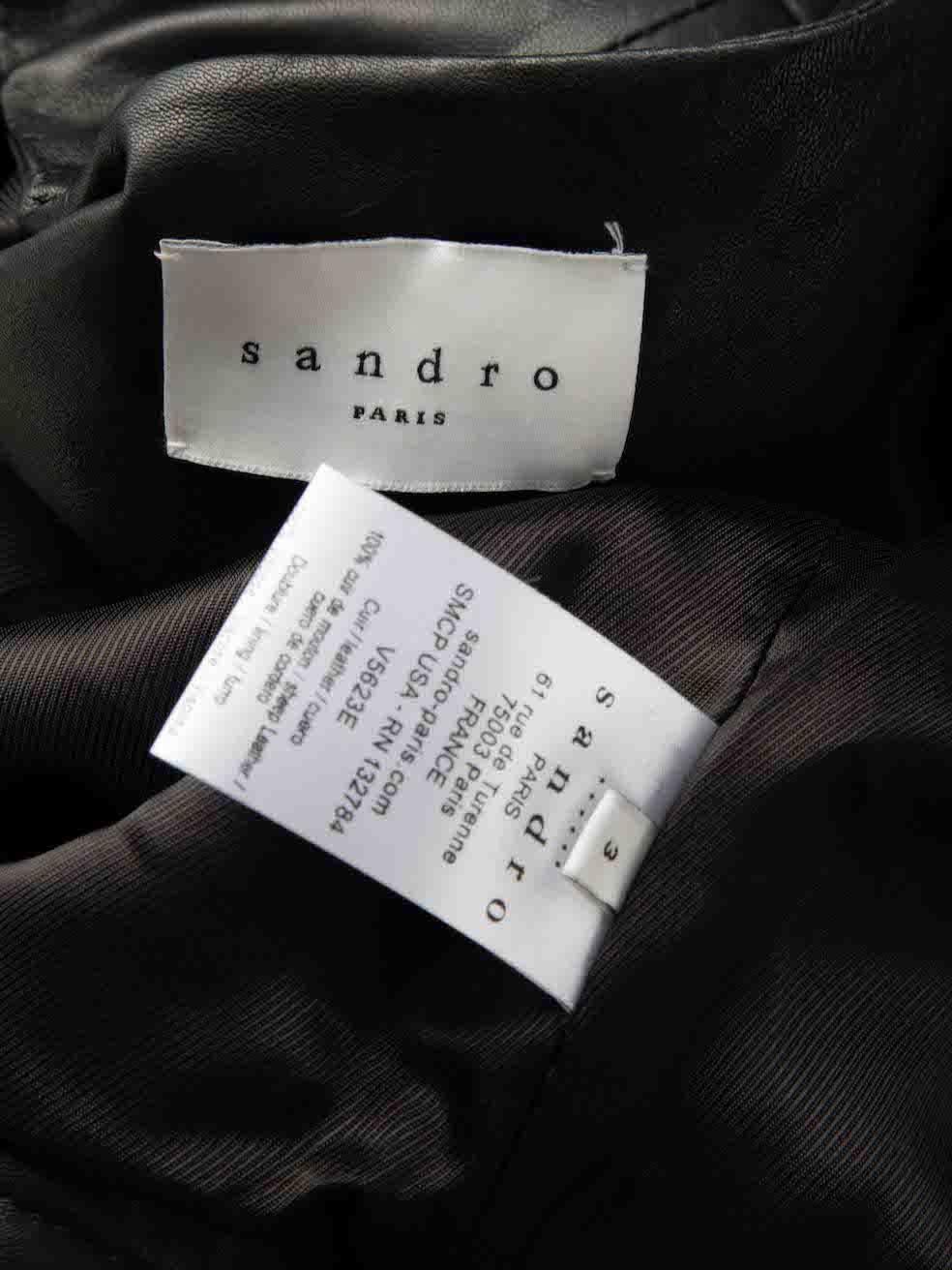 Women's Sandro Black Leather Zip Detail Jacket Size L For Sale