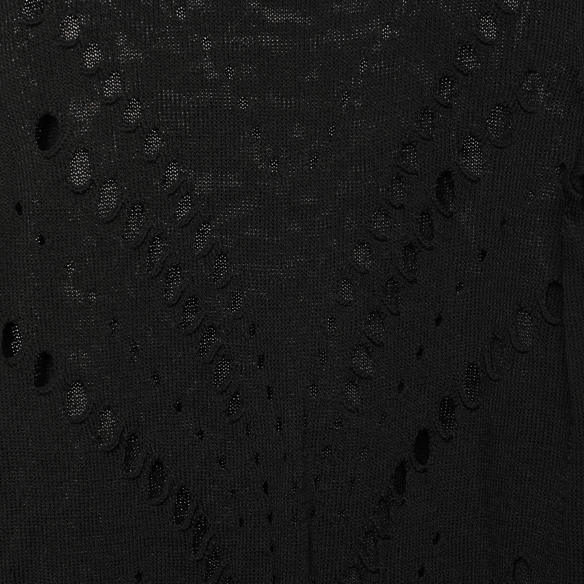 Sandro Black Perforated Knit Long Sleeve Jumper L In Good Condition For Sale In Dubai, Al Qouz 2
