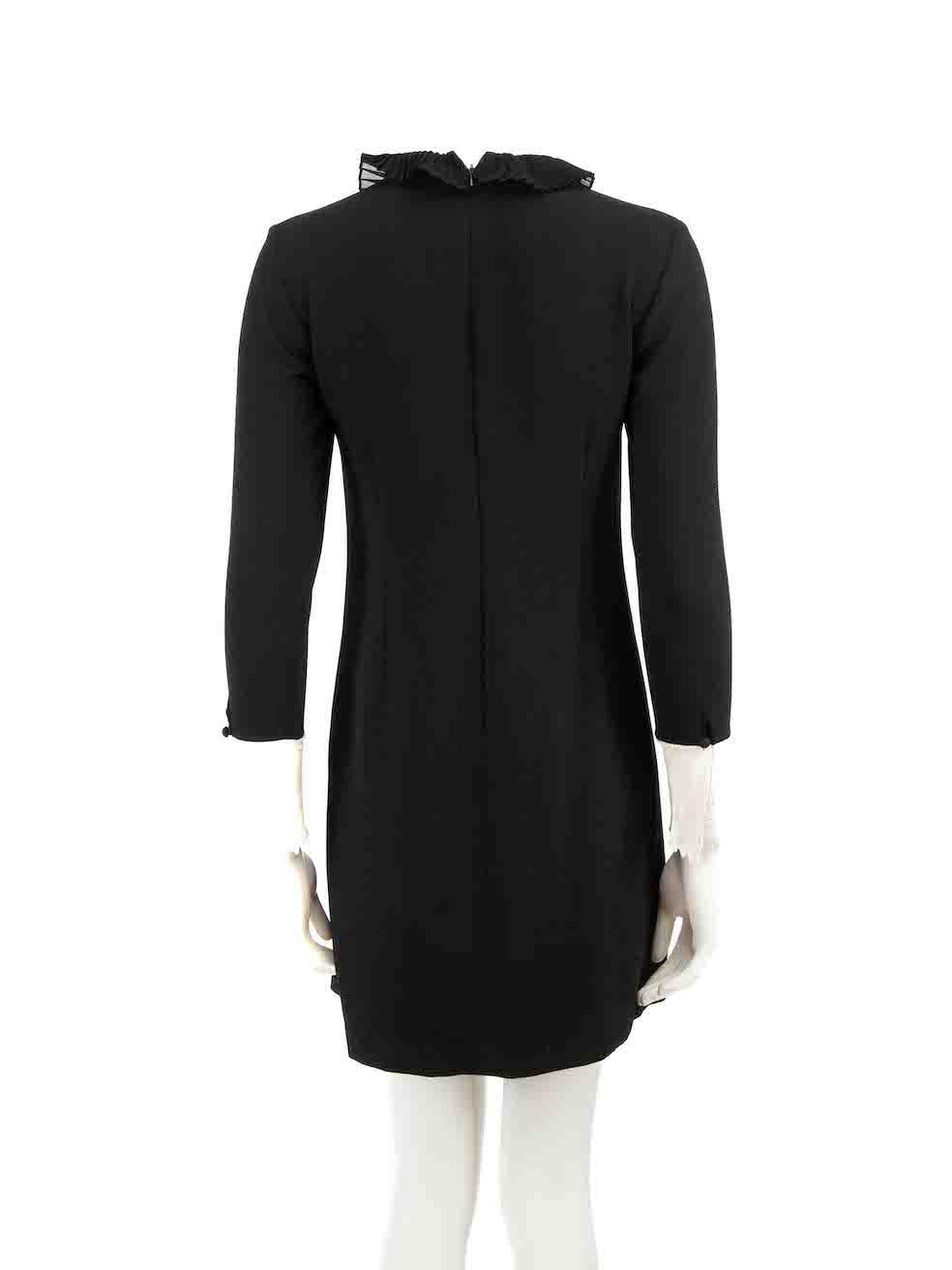 Sandro Black Pleated Collar Detail Mini Dress Size S In Good Condition For Sale In London, GB