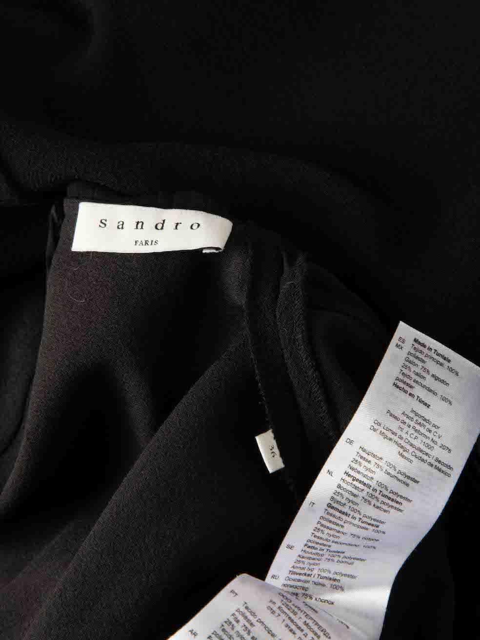 Women's Sandro Black Pleated Collar Detail Mini Dress Size S For Sale