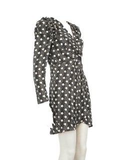 Sandro Black Polkadot Ruffle Trim Dress Size S