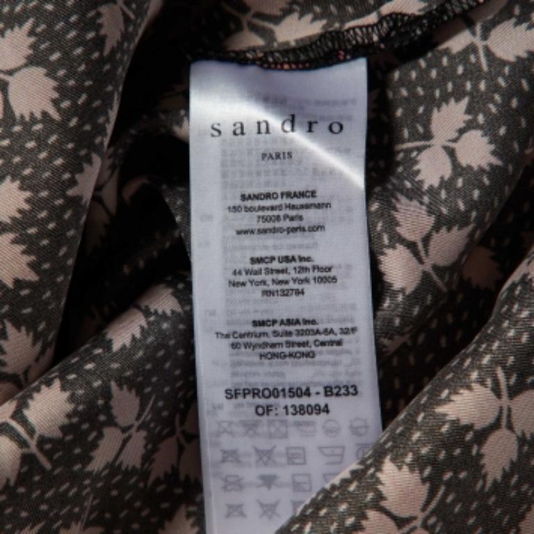 Sandro Black Printed Satin Maxi Dress M. Excellent état - En vente à Dubai, Al Qouz 2