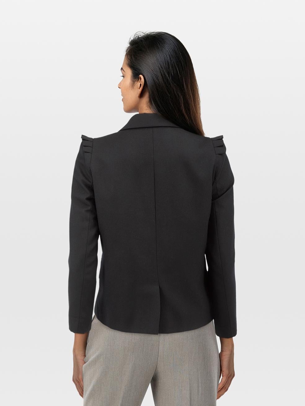 CONDITION is Very good. Minimal wear to blazer is evident. Minimal wear to the inside back neckline where there is some slight discolouration on this used Sandro designer resale item.
 
 Details
 
 
 Black
 
 Polyester
 
 Blazer
 
 Double breasted
