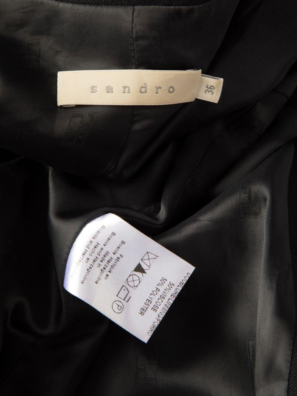 Sandro Black Ruffle Trim Double Breasted Blazer Size S For Sale 1