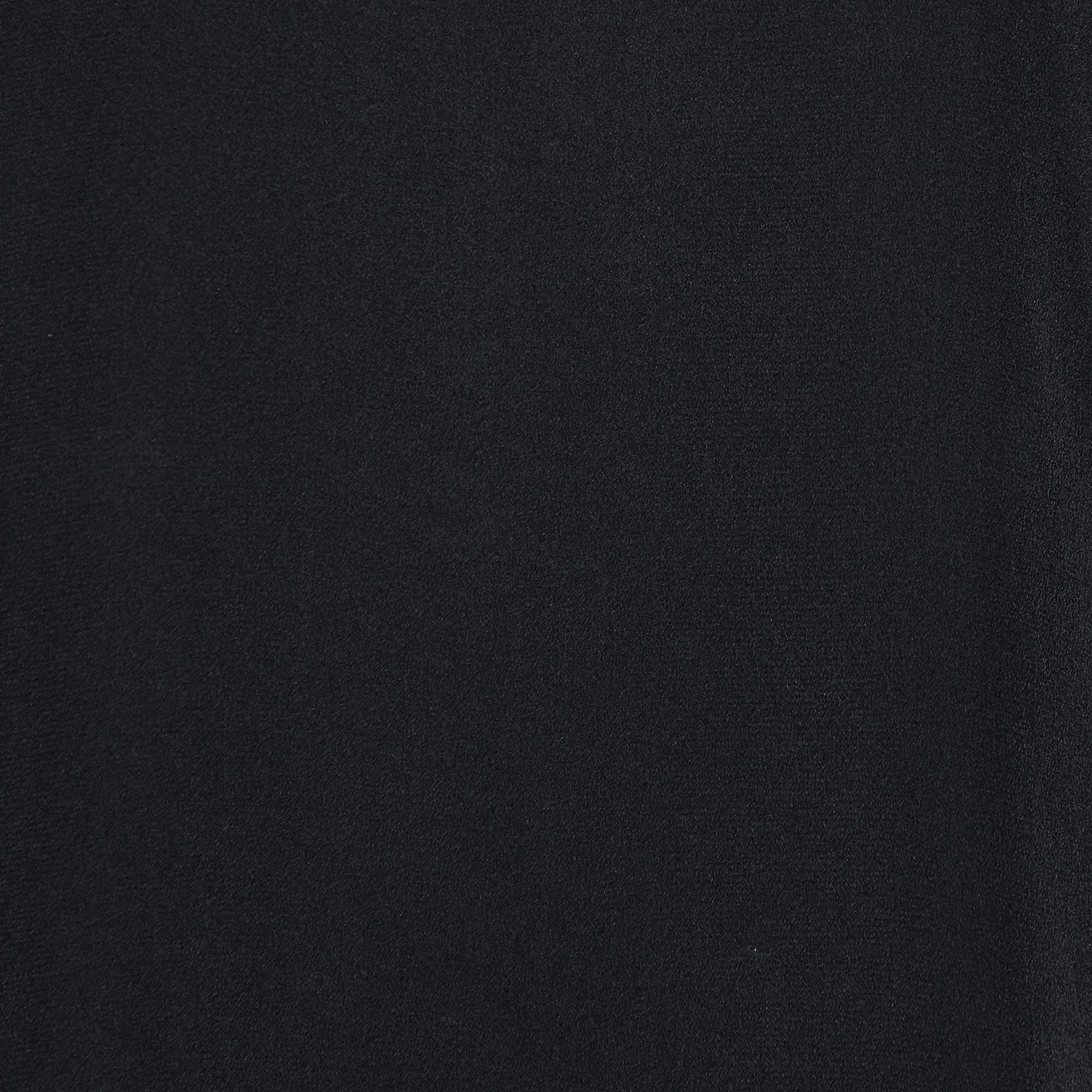 Sandro Black Silk & Knit Paneled Long Sleeve Top M In Good Condition For Sale In Dubai, Al Qouz 2