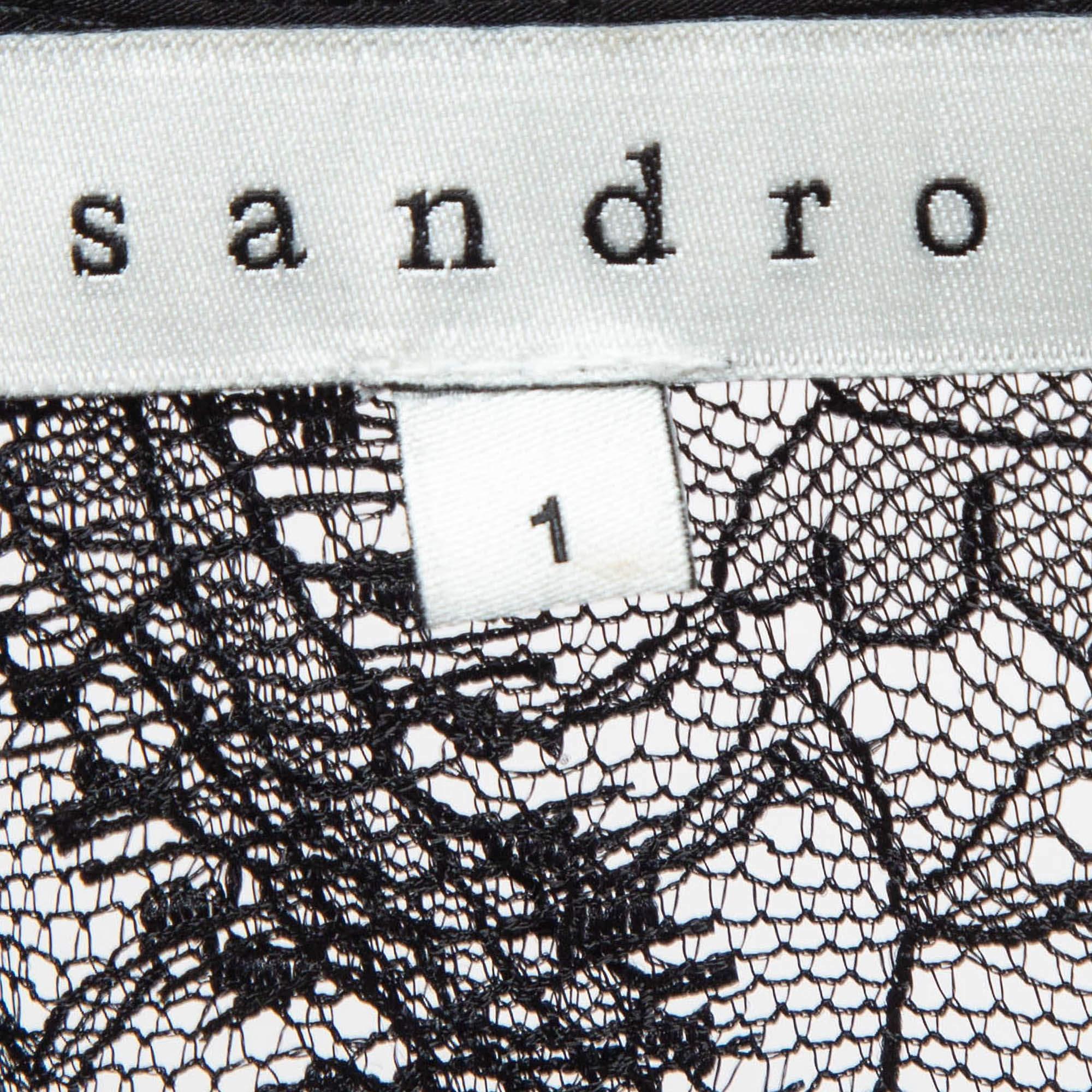 Sandro Top in pizzo di seta nero S In condizioni buone in vendita a Dubai, Al Qouz 2