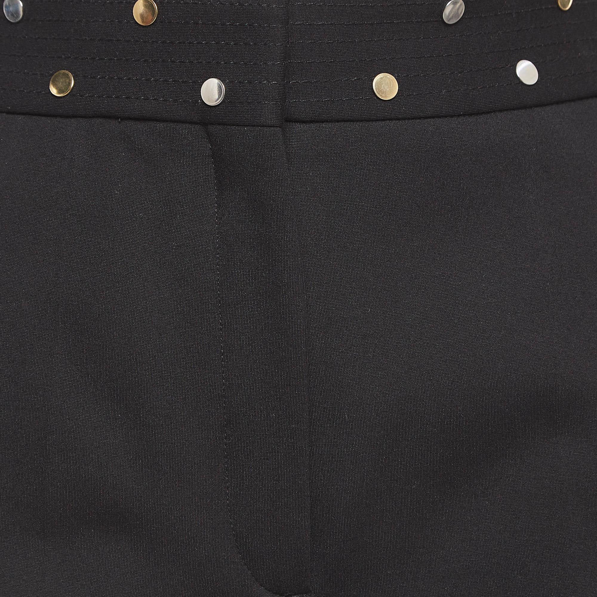Sandro Black Studded Stretch Crepe Trousers S In Good Condition In Dubai, Al Qouz 2