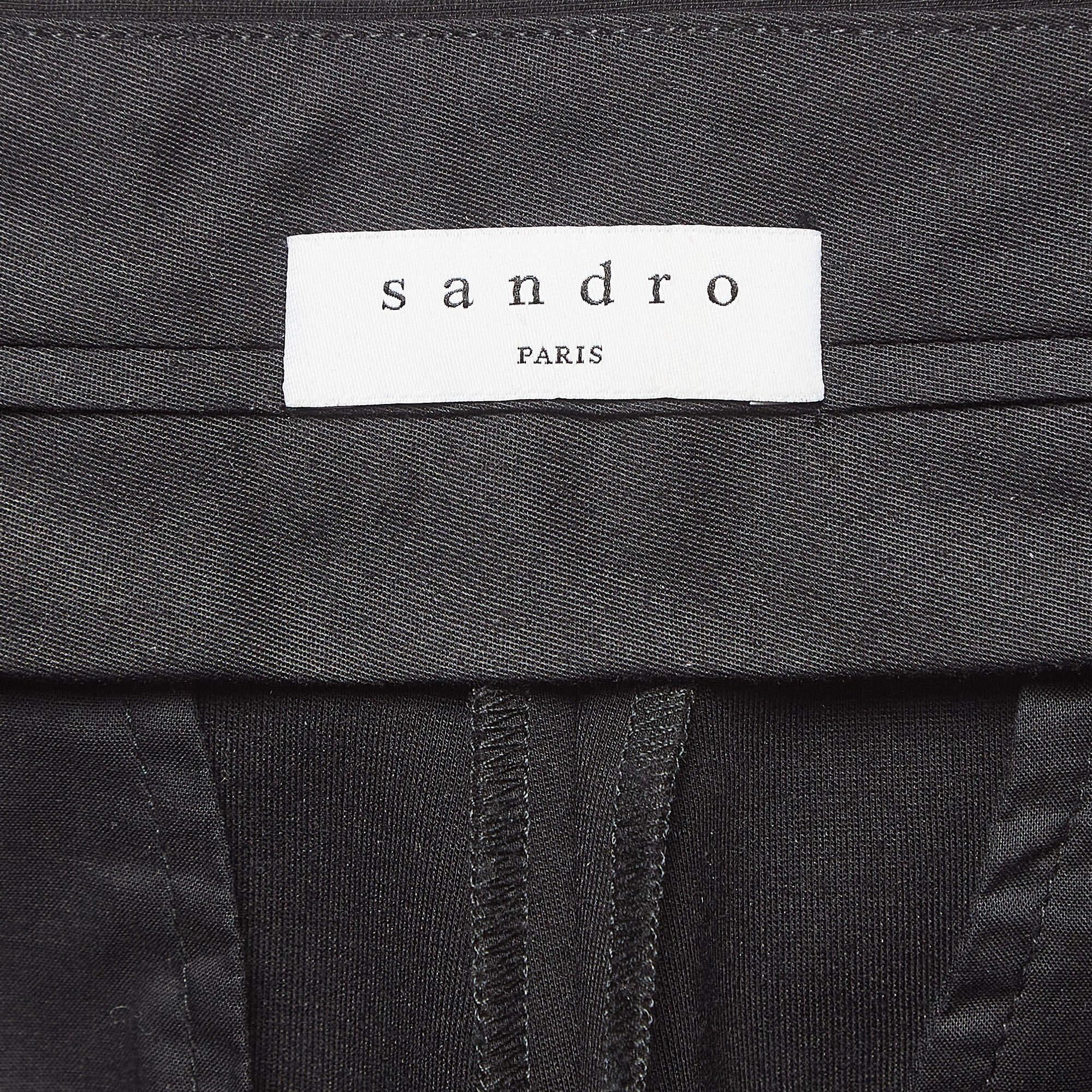 Women's Sandro Black Studded Stretch Crepe Trousers S