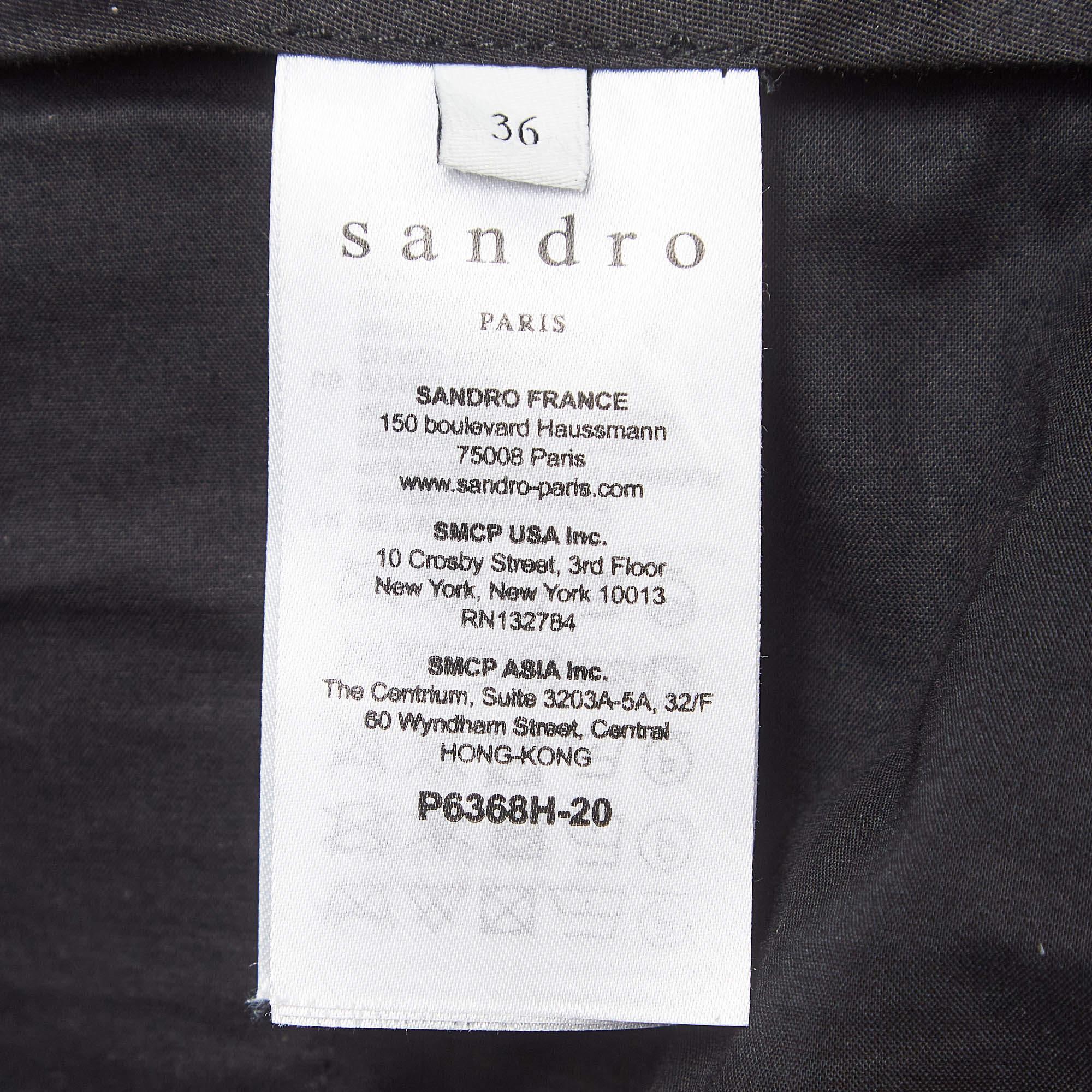 Sandro Black Studded Stretch Crepe Trousers S 1