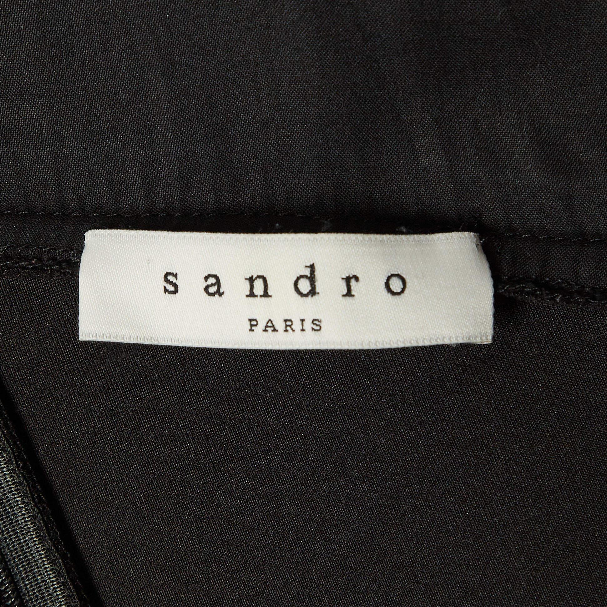 Women's Sandro Black Textured Neoprene Sleeveless Mini Dress S