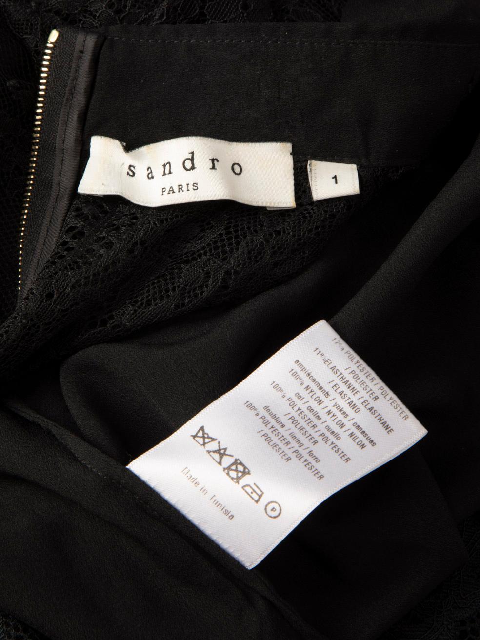 Sandro Schwarz-Weißes Kleid mit Spitzenbesatz Größe S im Angebot 2