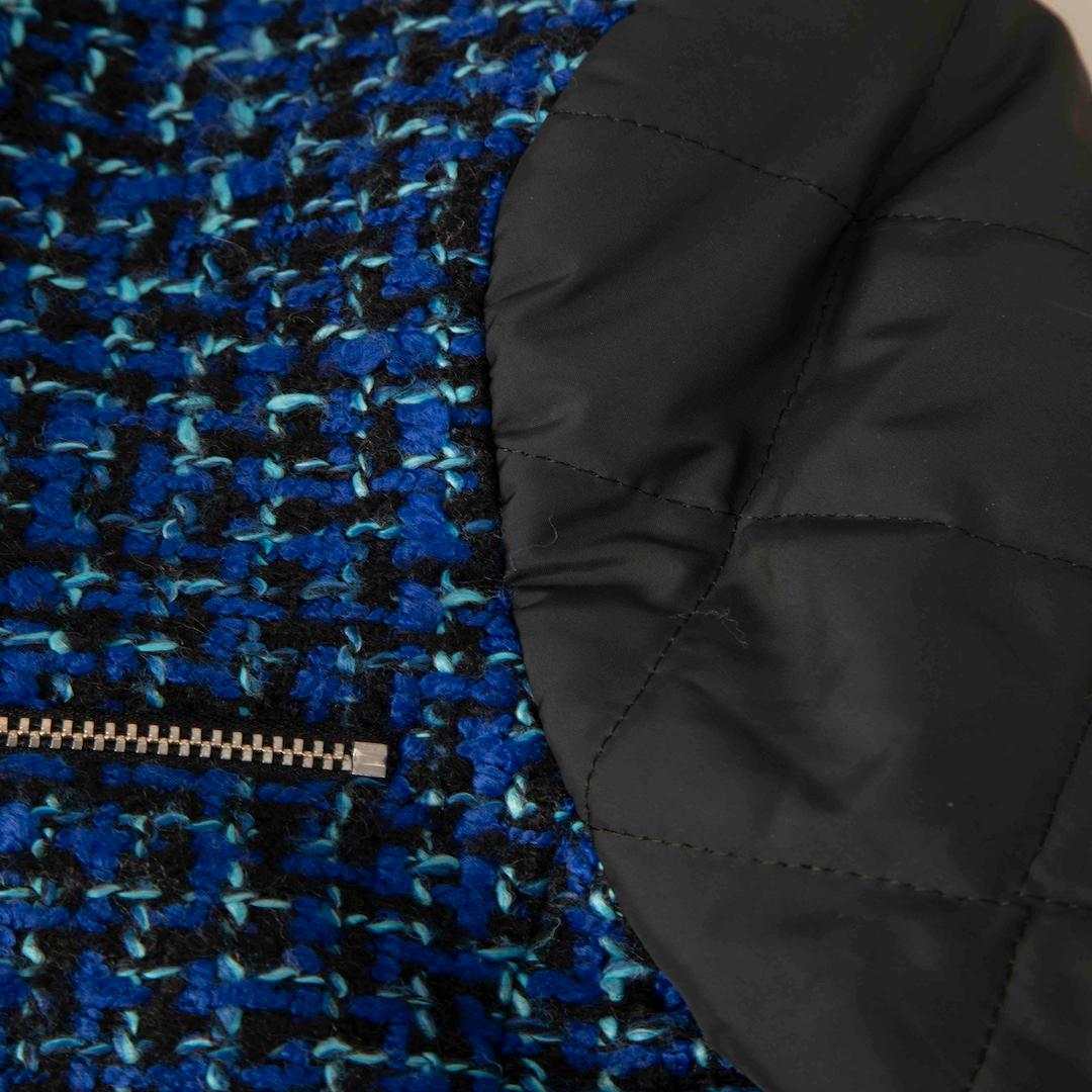 Sandro Blue & Black Tweed Quilted Jacket Size S For Sale 1