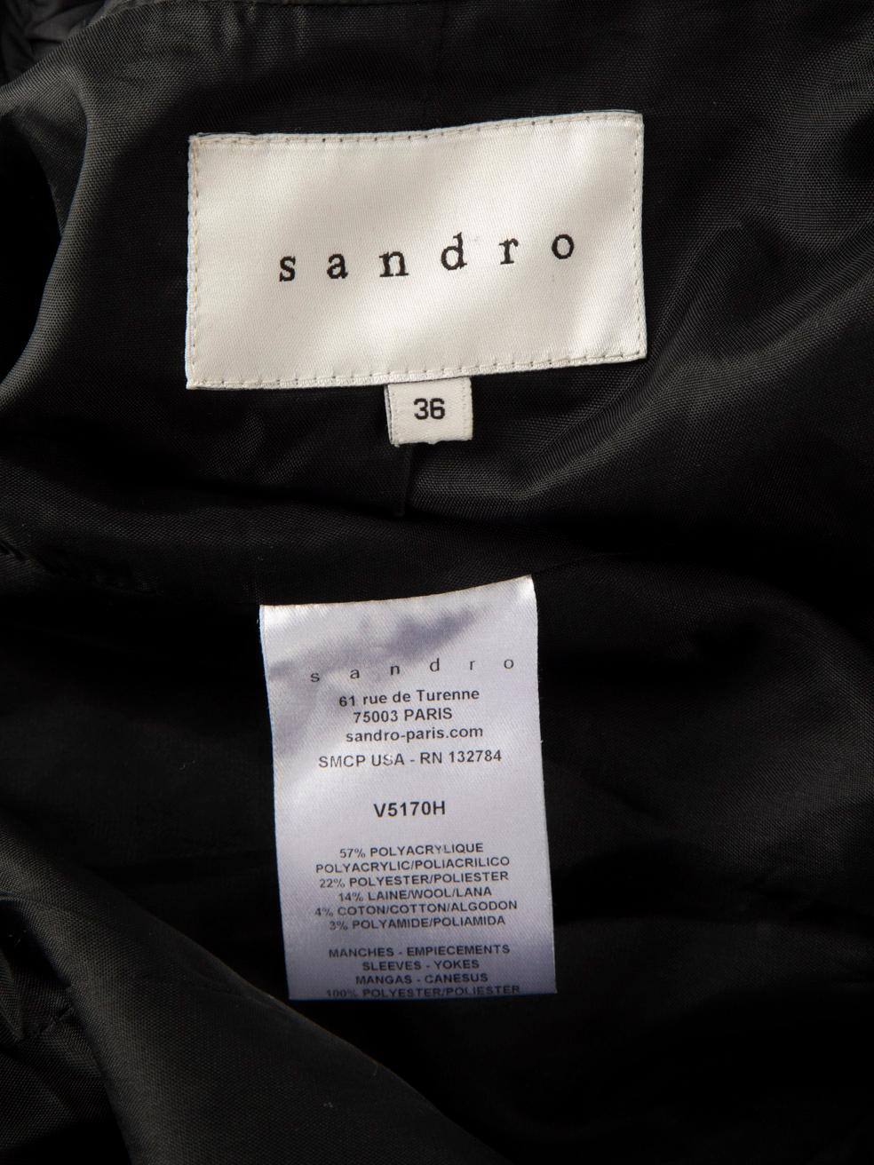 Sandro Blue & Black Tweed Quilted Jacket Size S For Sale 3