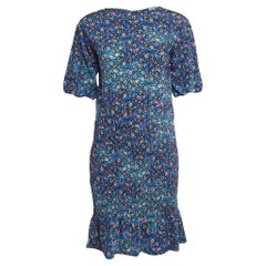 Sandro Azul Floral Estampado Jersey Spinelle Mini Vestido XS