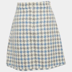 Sandro Blue Houndstooth Tweed Short Skirt L