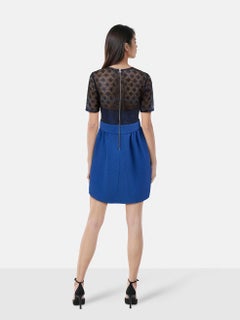 Sandro Blue Metallic Lace Panel Mini Dress Size M