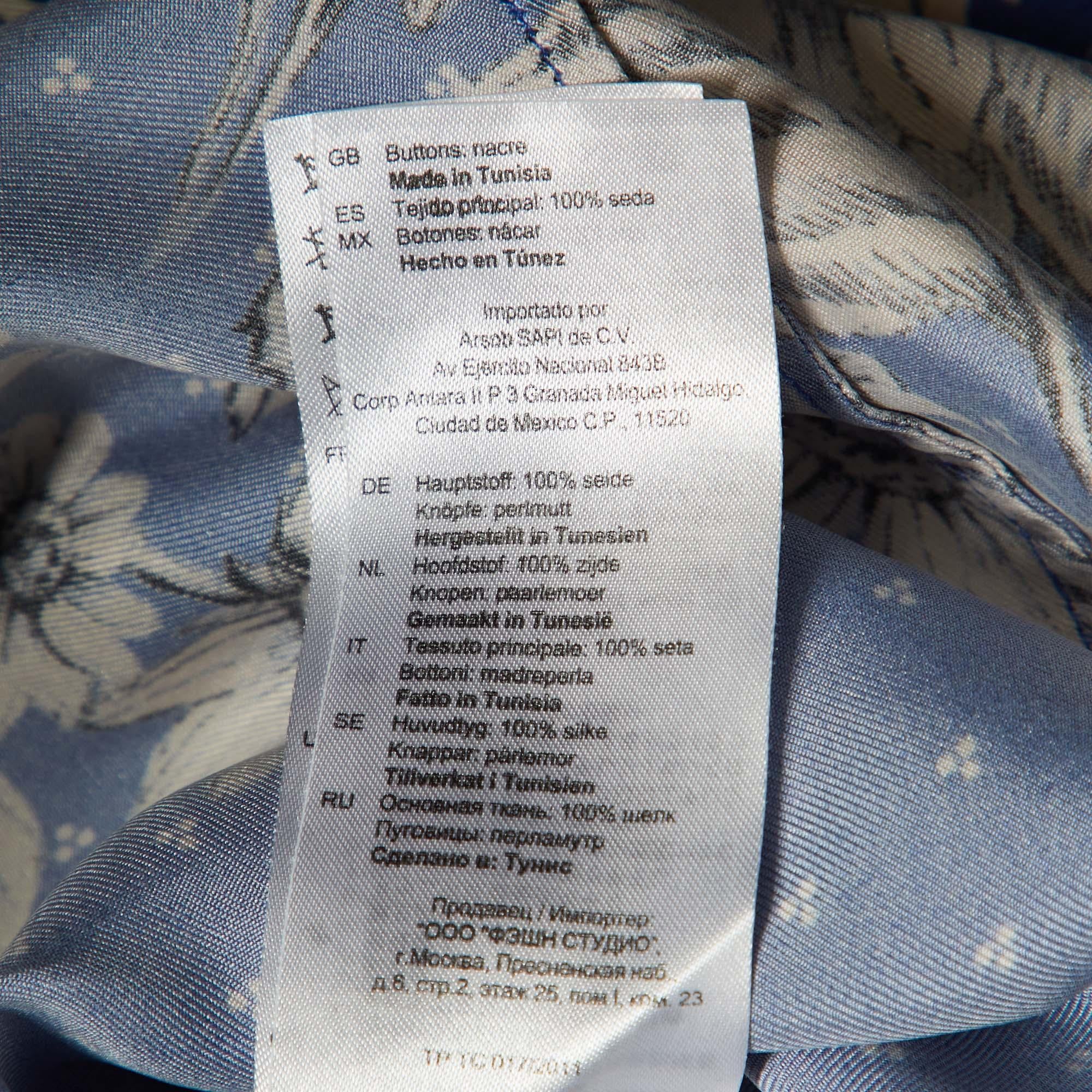 Sandro Blue Printed Silk Twill Shirt M 1