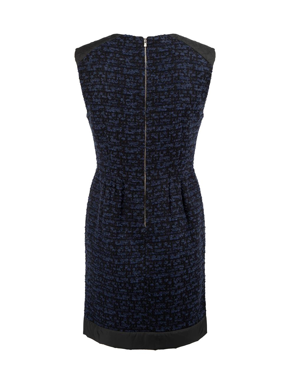 Black Sandro Blue Tweed Sleeveless Mini Dress Size S For Sale