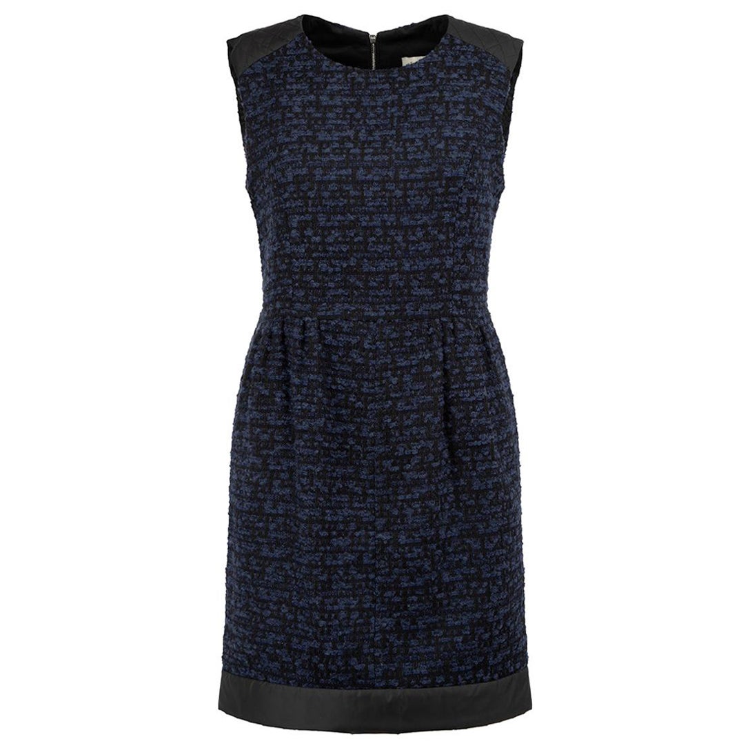 Sandro, mini robe sans manches en tweed bleu, taille S en vente