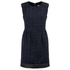 Sandro, miniabito senza maniche in tweed blu, taglia S