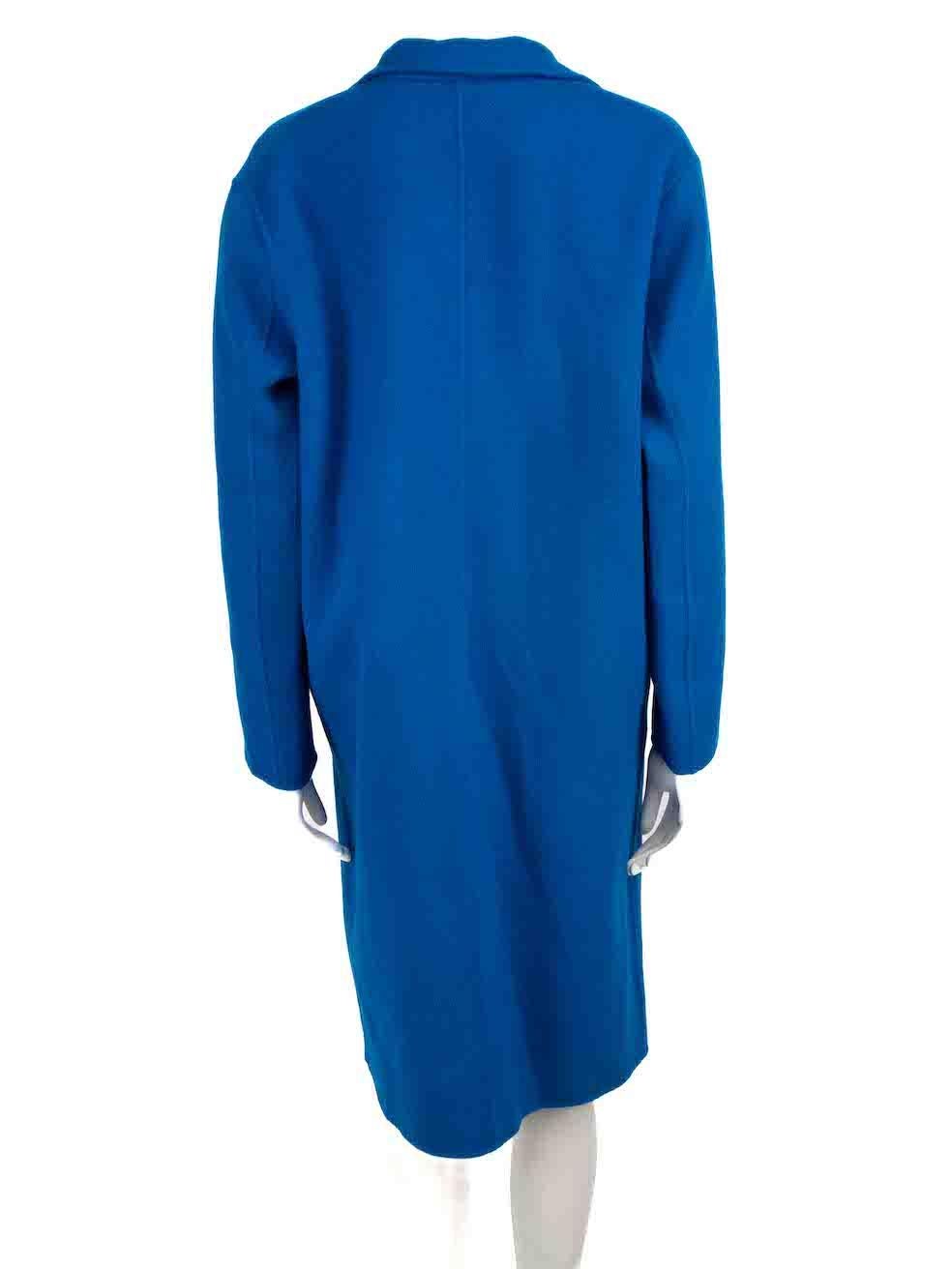 Sandro Blue Wool Mid-Length Wool Coat Size L In Excellent Condition For Sale In London, GB