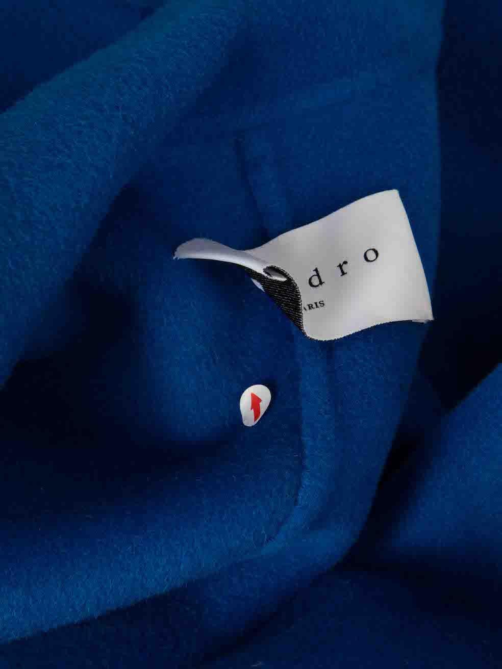Women's Sandro Blue Wool Mid-Length Wool Coat Size L For Sale