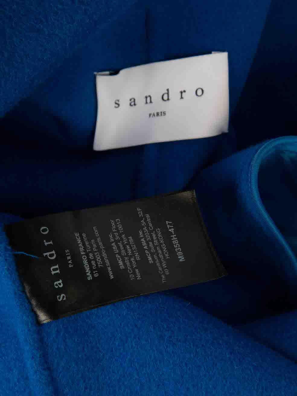 Sandro Blue Wool Mid-Length Wool Coat Size L For Sale 1