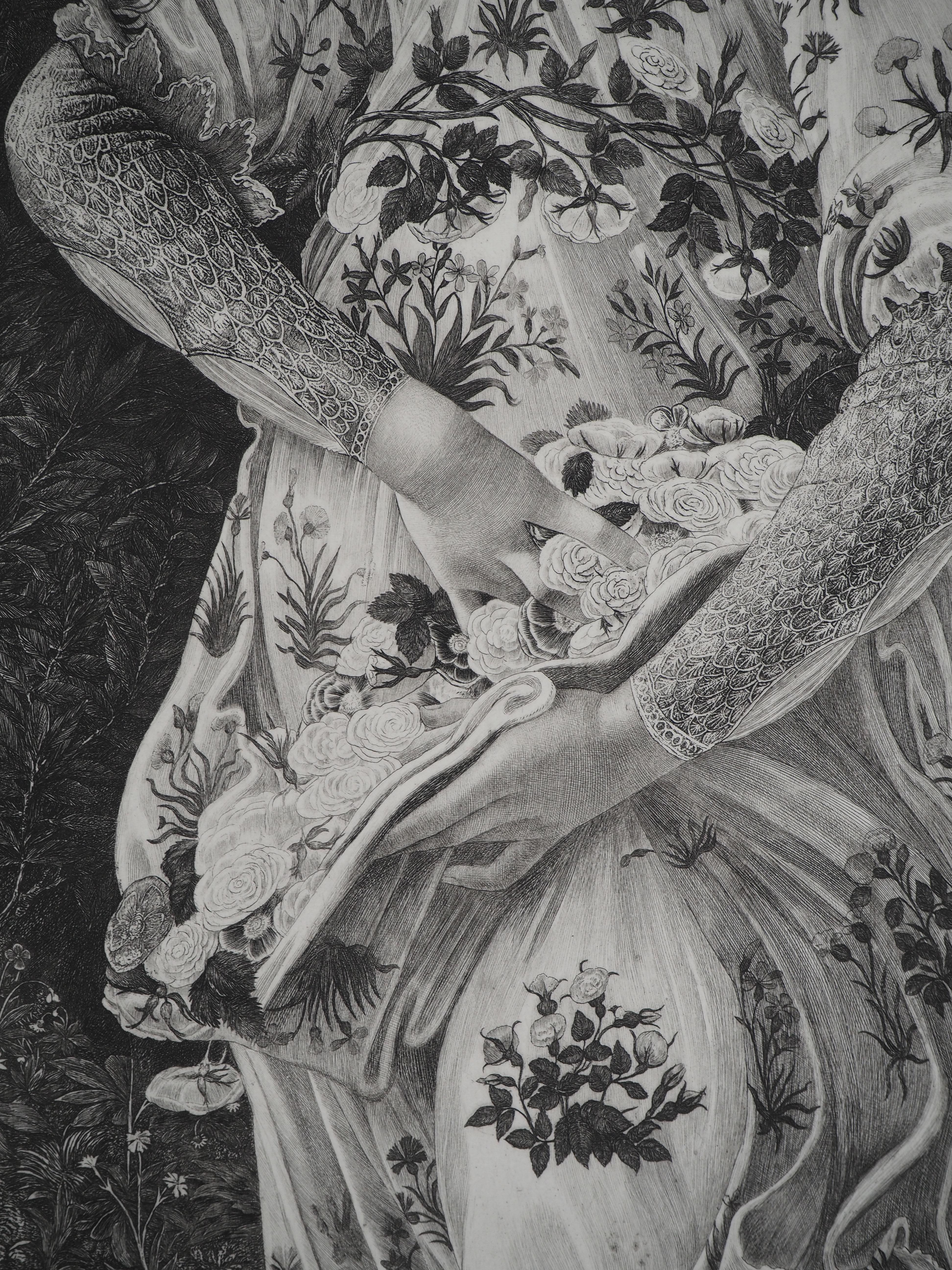 Spring - Gravure du musée du Louvre - Gris Portrait Print par Sandro Botticelli