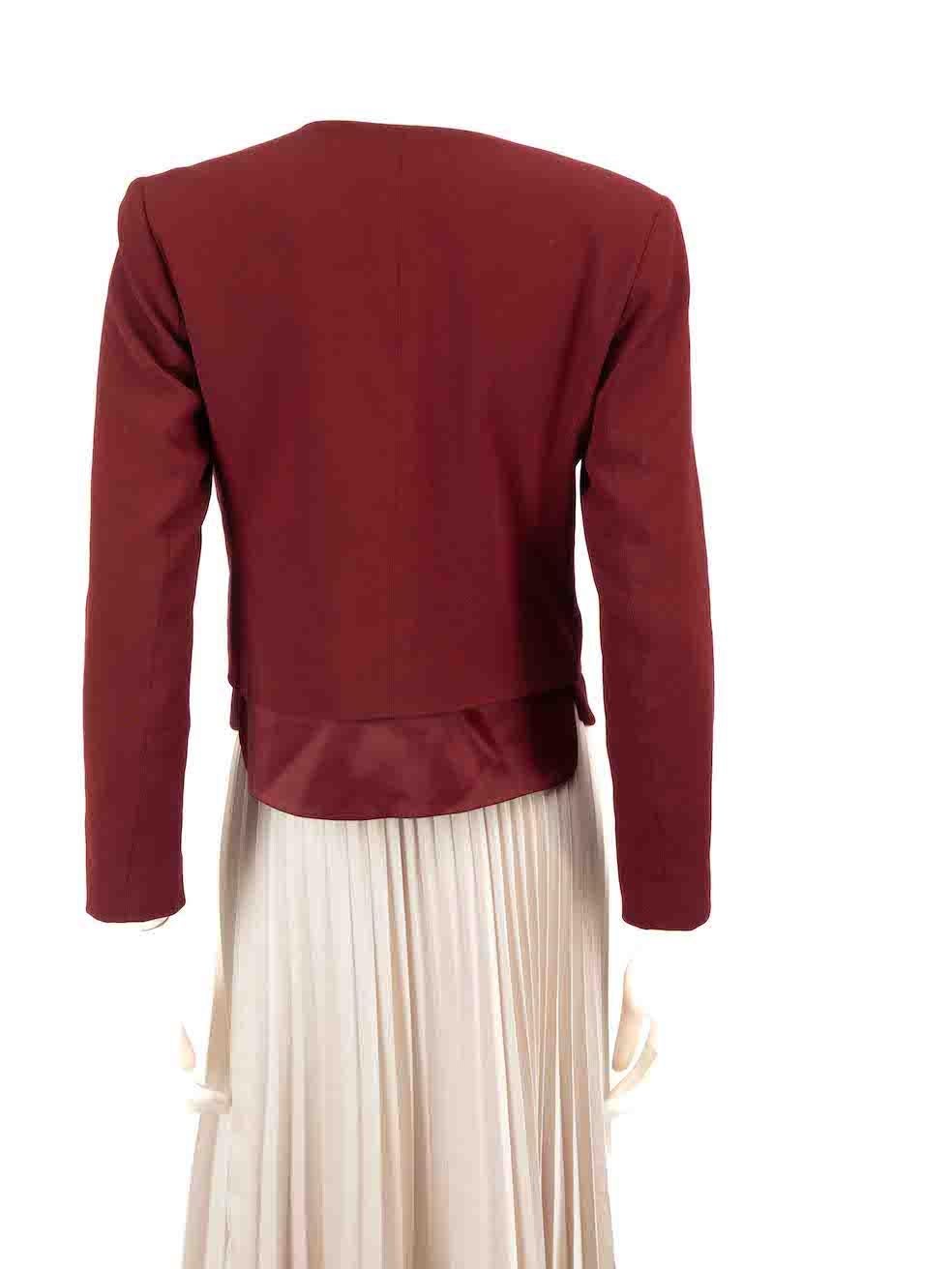 Sandro Burgundy Zip Pocket Crop Jacket Size S In Excellent Condition For Sale In London, GB