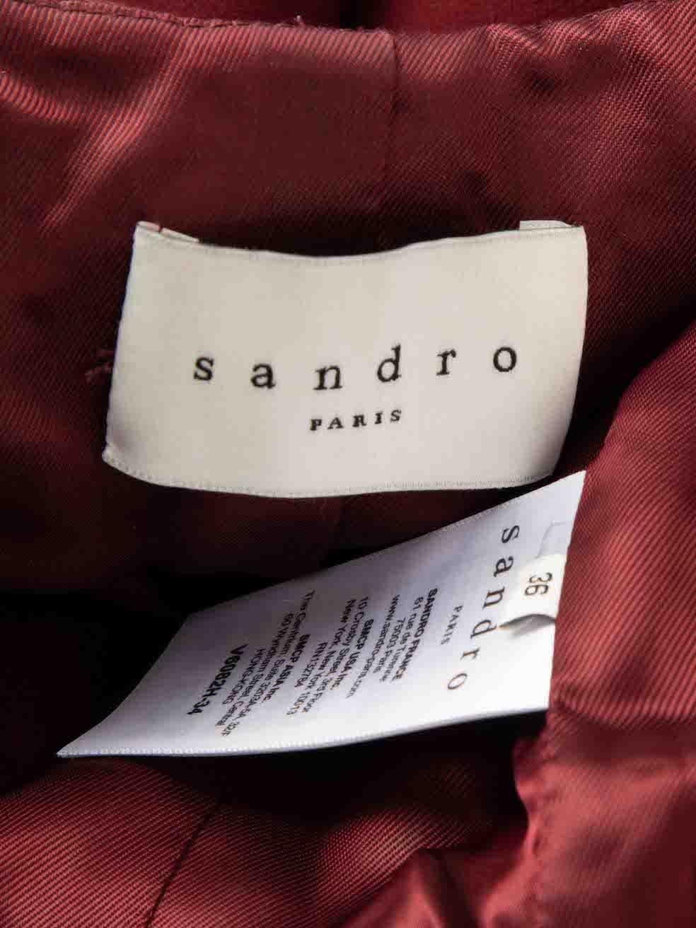 Sandro Burgundy Zip Tasche Crop Jacke Größe S im Angebot 3