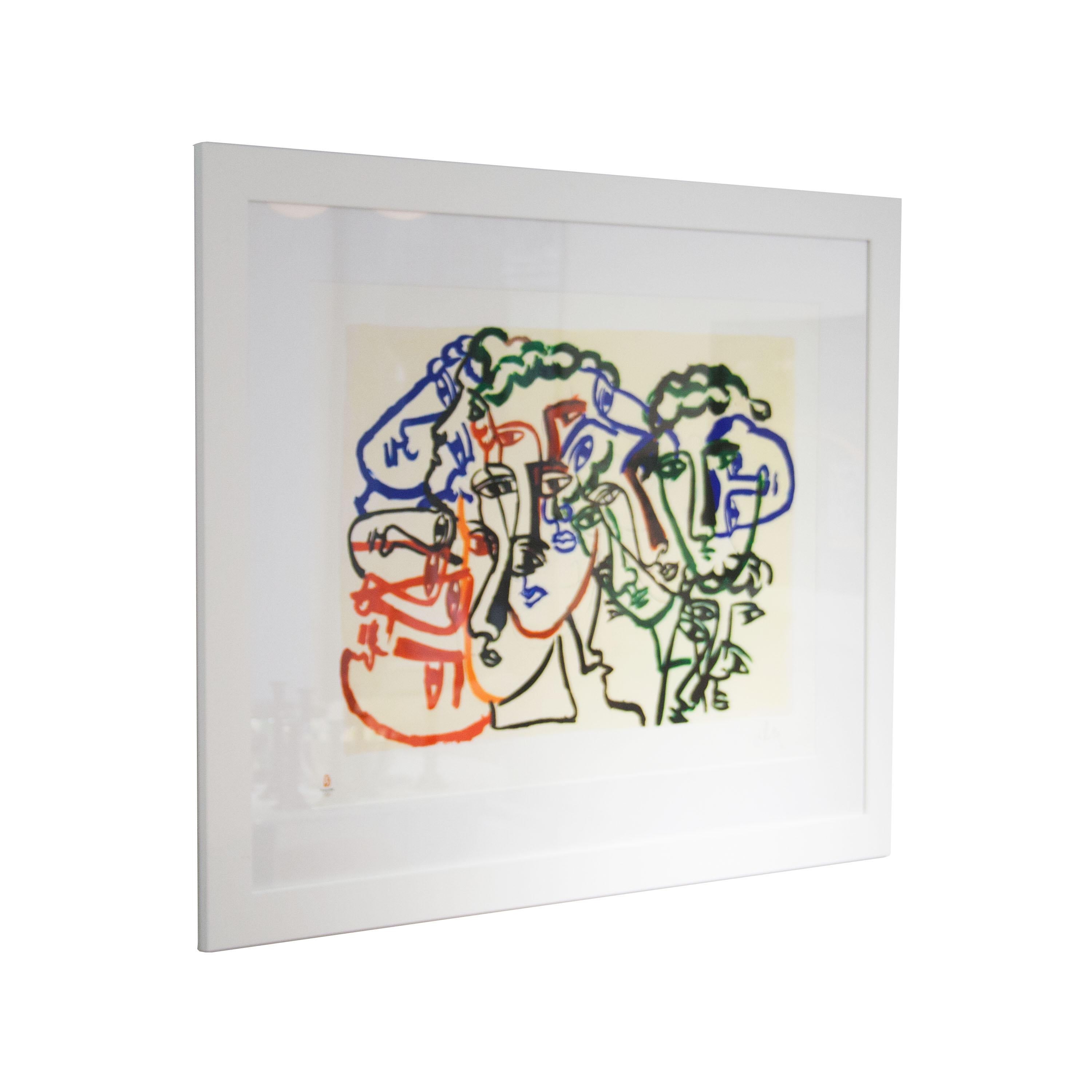 Original signed and framed lithography made by artist Sandro Chia for the Olympic Games, Beijing, 2008.
