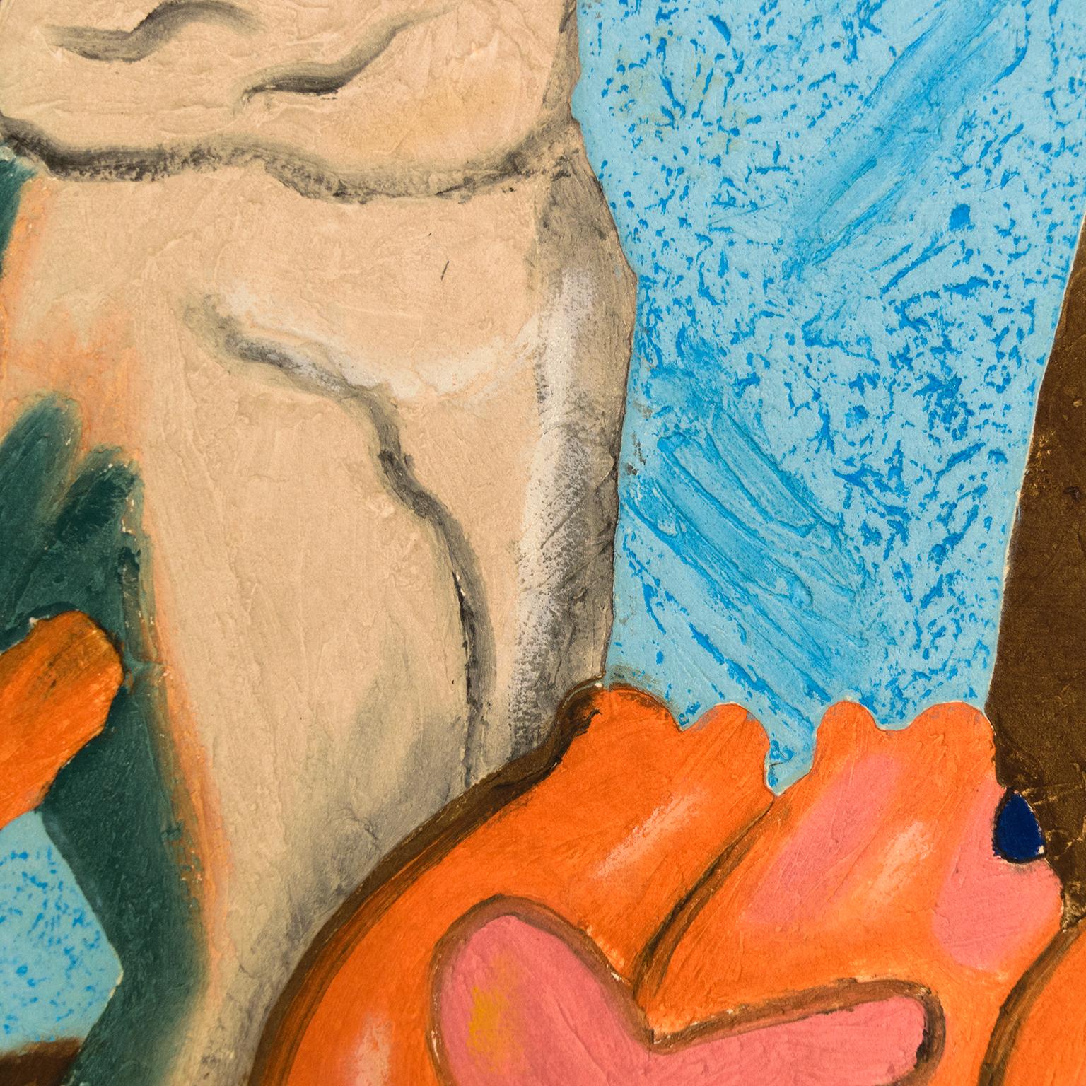 Sandro Chia „Maler mit Teddybären“ Karborundum-Radierung 1989-90, signiert (Postmoderne) im Angebot